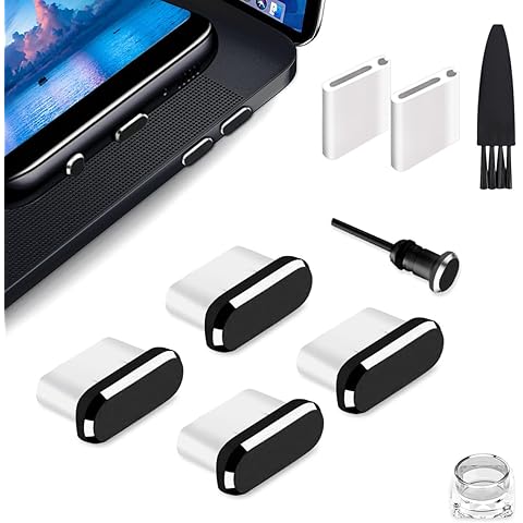 USB C Dust Plug, Type C Dust Cover Charging Port Cap 4 PCS with Cleaning Brush Blac...
