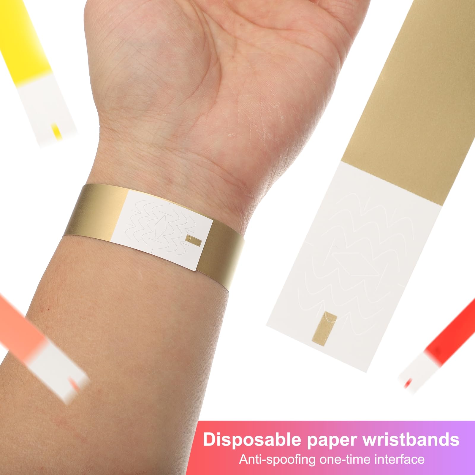 QUARKZMAN 100Pcs Bracelets en Papier pour Événements, Anti-Eau Prévention Réutilisation en Gros Bracelet Identification Bracelet pour Événements Fête Concert(Argent)