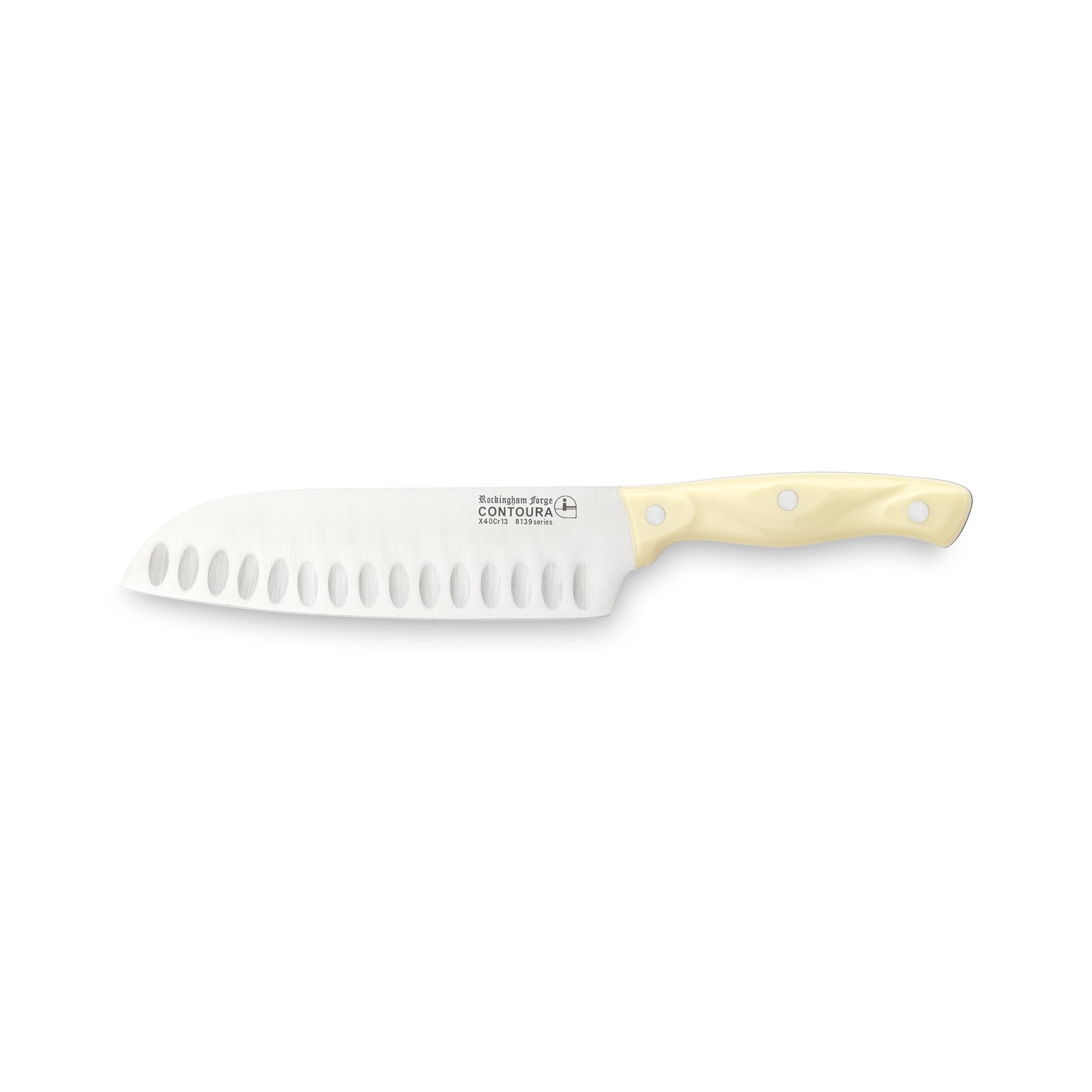 Rockingham Forge Santoku Knife, Stainless Steel, Ivory, 7" Off-White, 8139SK/7