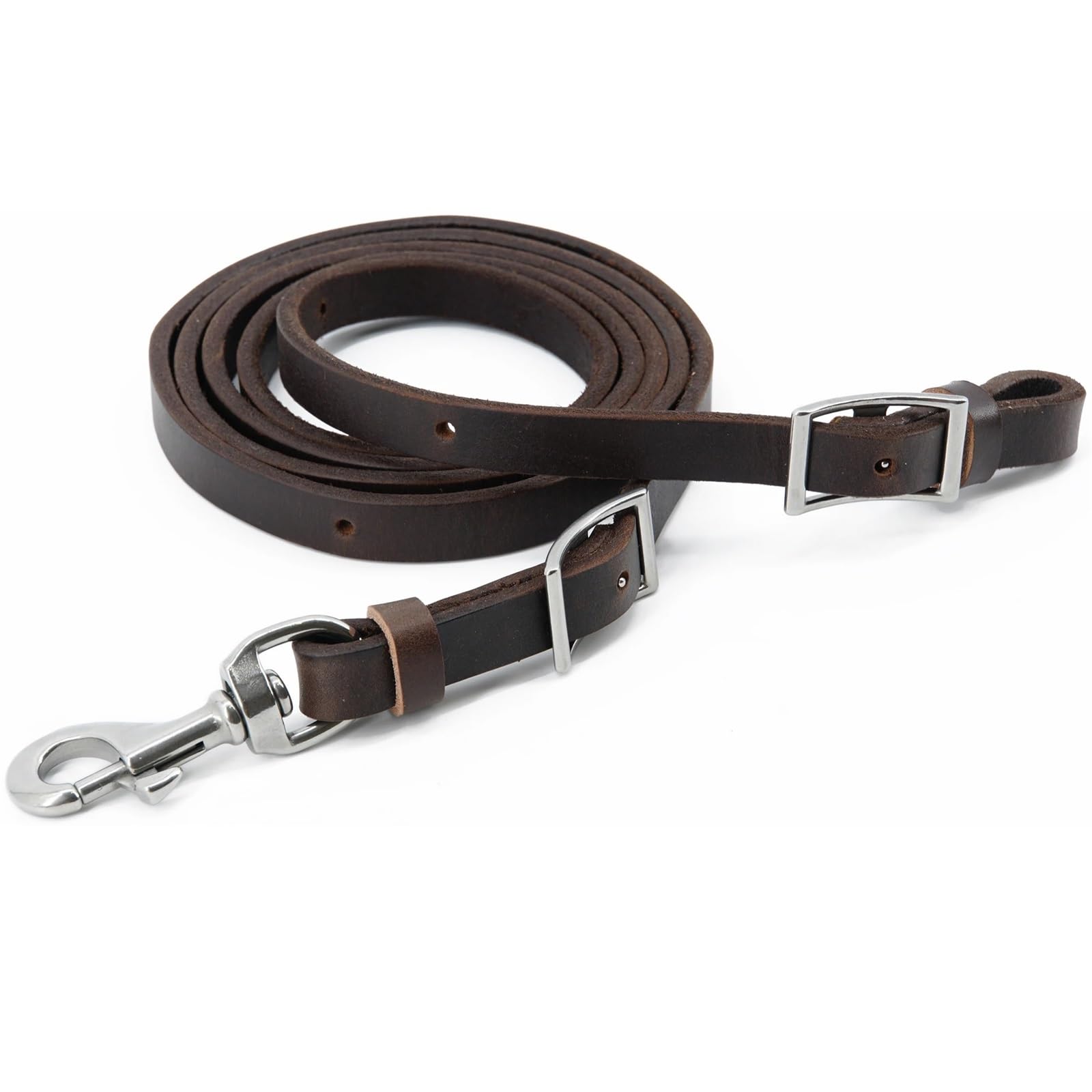 Arnés Pesado engrasado Ecuestre, rienda de Cuerda Hecha con arnés de Cuero y Acero Inoxidable para Caballos(Dark Brown)