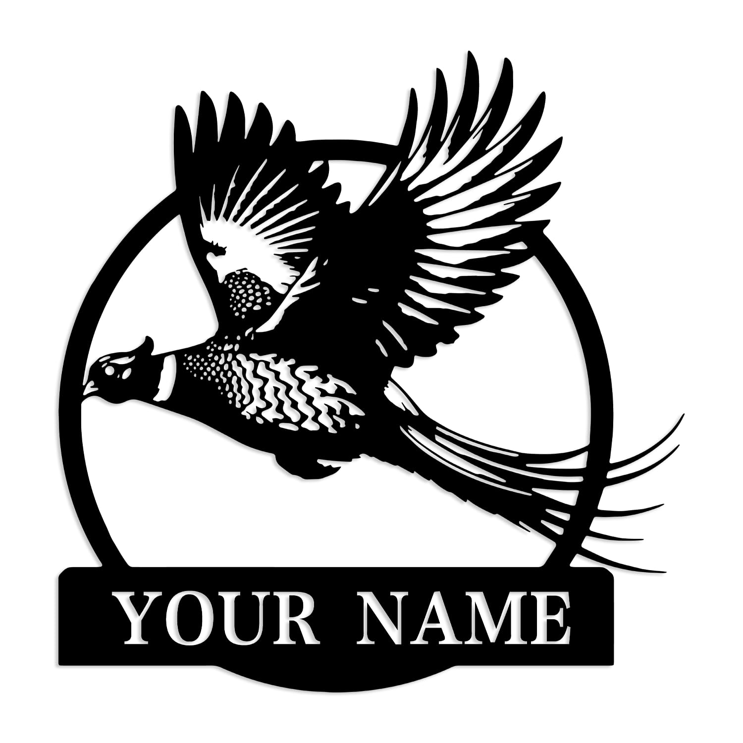 Kissesuu Pheasant C Personalized Pheasant Metal Wall Art, 12 Inches X 12 Inches, Custom Text, Wall Mount, Rustic, Animal, Bird, Hunting Sign Home Decor