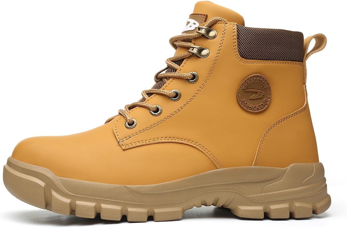 Steel Toe Boots for Women Safety Shoes Men Lightweight Composite Toe Shoes Leather Construction Steel Work Boots