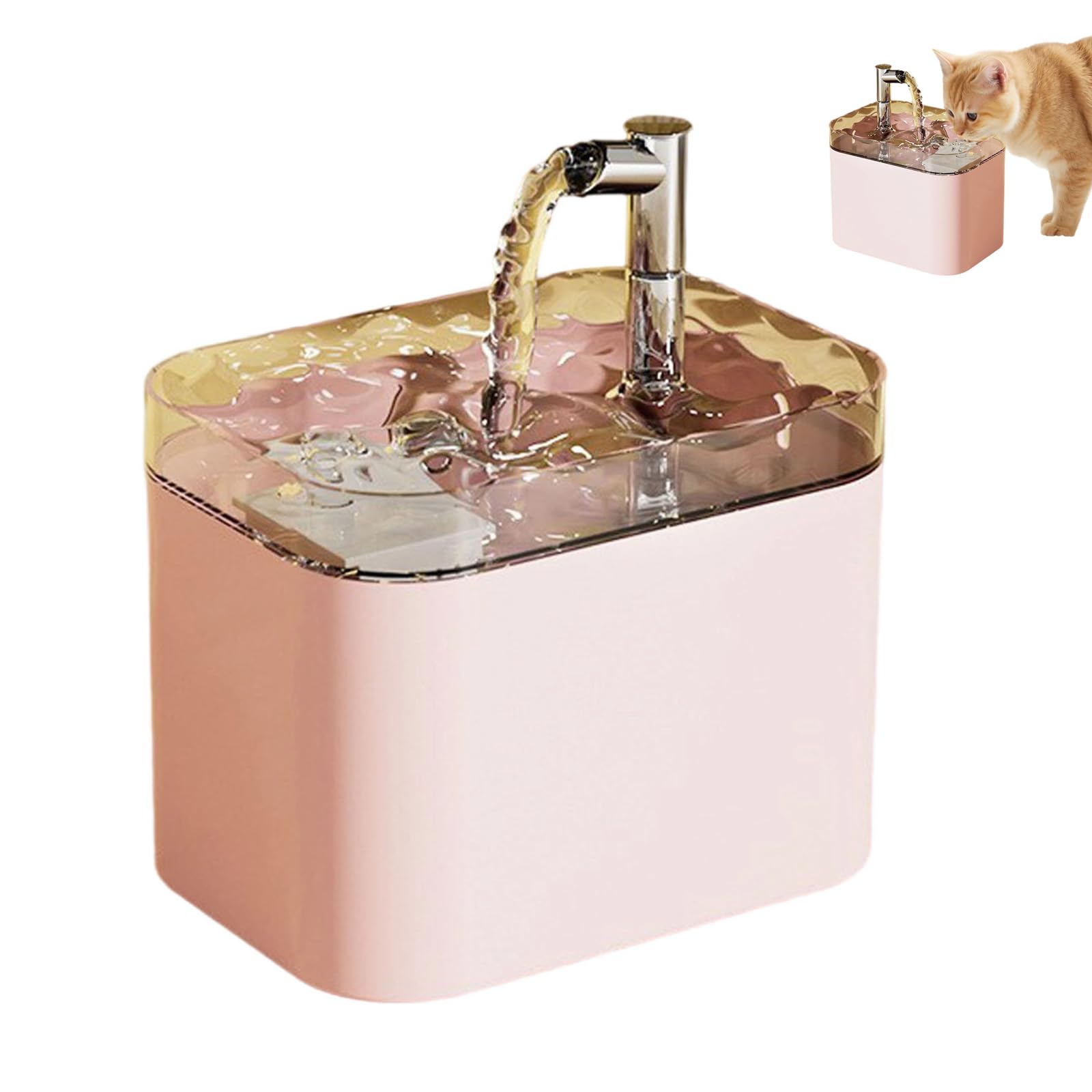Cat Water Fountain, 1.5L USB Powered Automatic Cat Fountain，Cats Water Bowl Drinking Fountain, Water dry power cut, Clear Upgraded Pet Water Fountain With Smart Pump Filters (pink, 1PC)