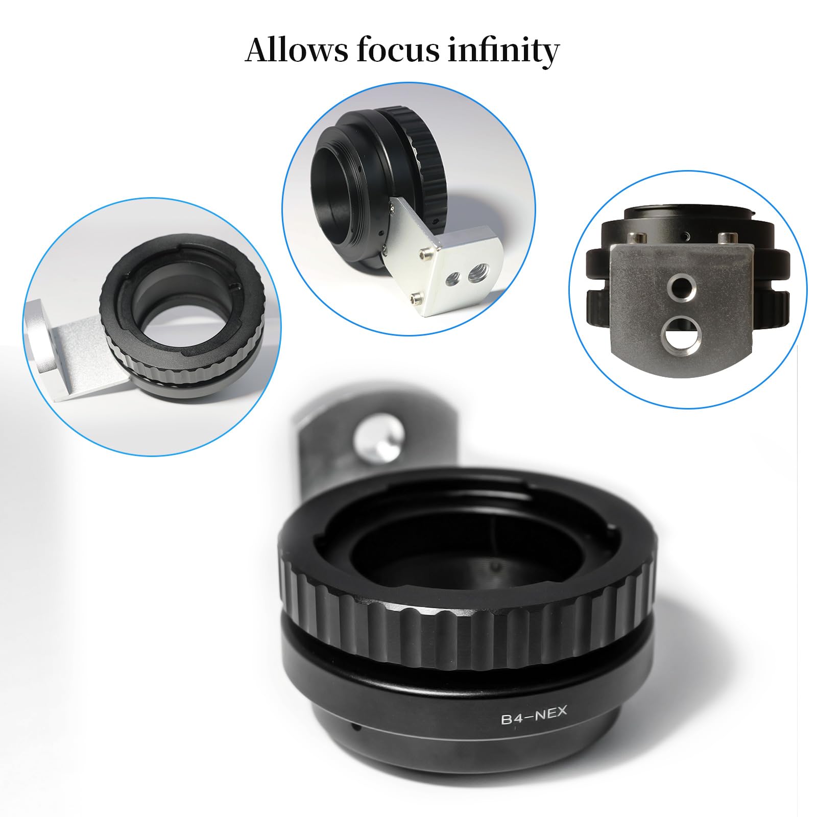 B4-NEX Objektivadapterring, Metall-Doppeladapter für B4 2/3"-Objektive an NEX E-Mount Kamera, manueller Fokus