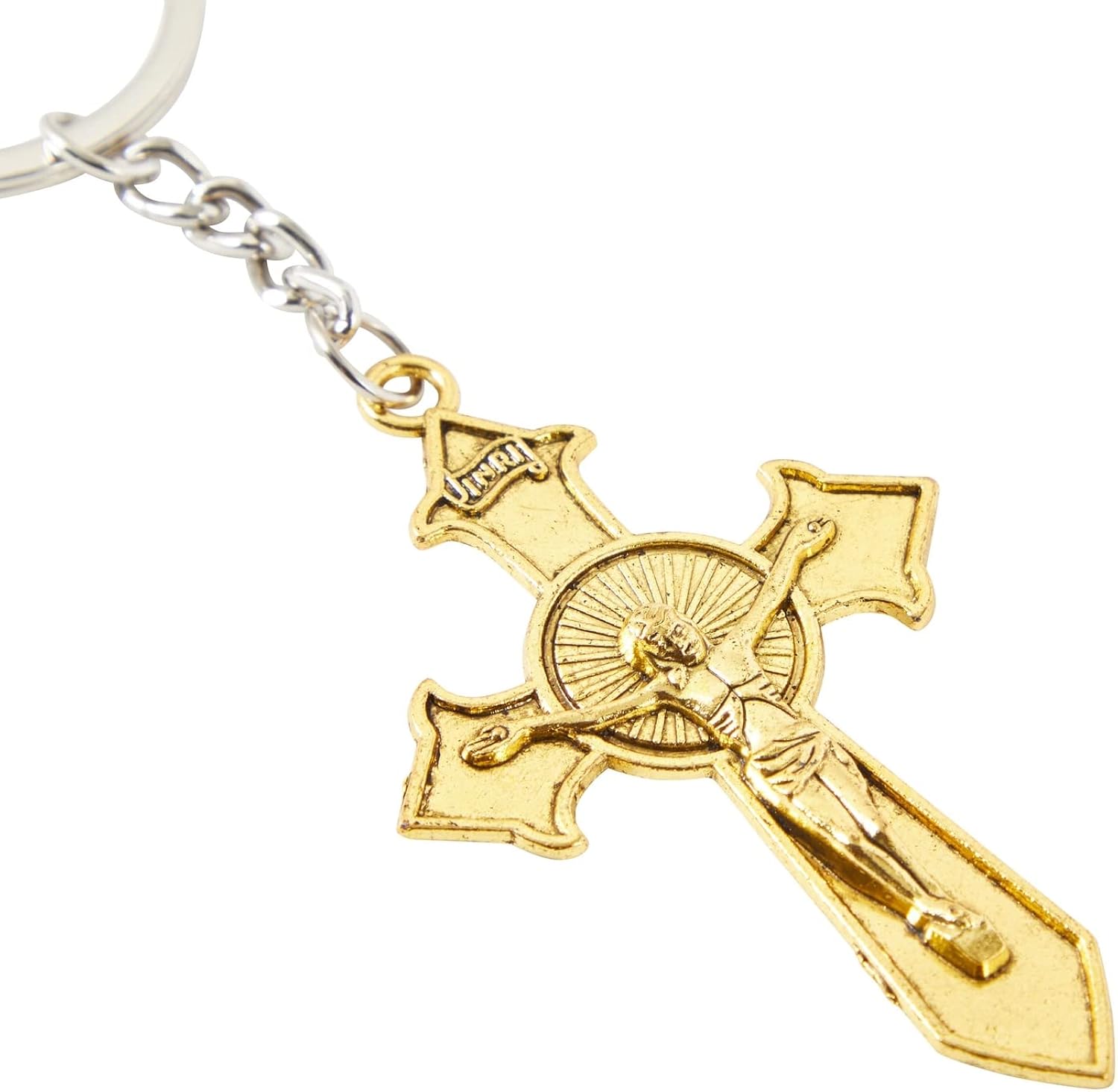 Juvale 24 Pack Christian Cross Keychains, Bulk Religious Key Holders for First