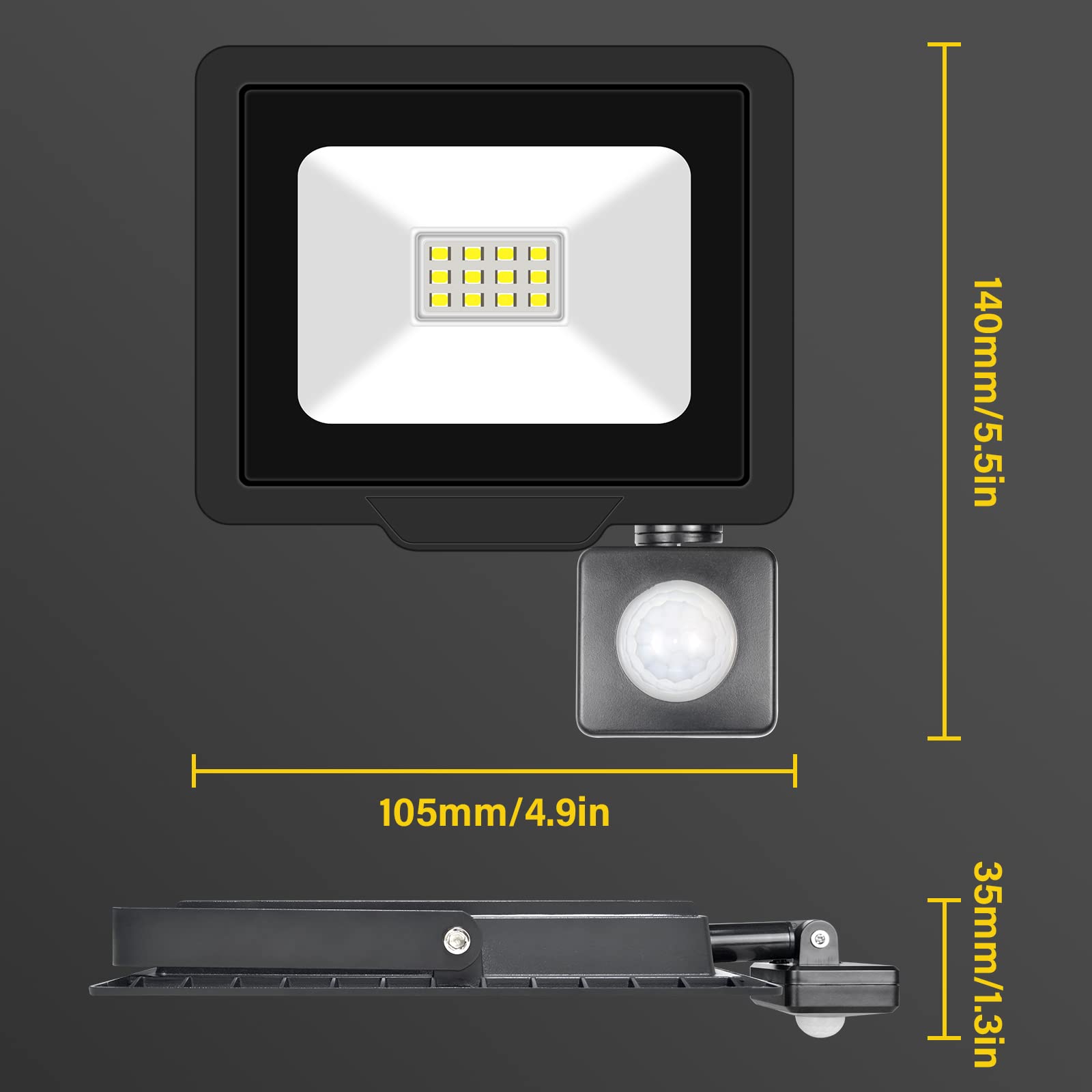 RIGIDON 10W Motion Sensor Light Outdoor 1000LM Super Bright LED Flood Outdoor Lights 6000K Daylight White IP66 Waterproof Security Lights for Garden Garage - Image 4