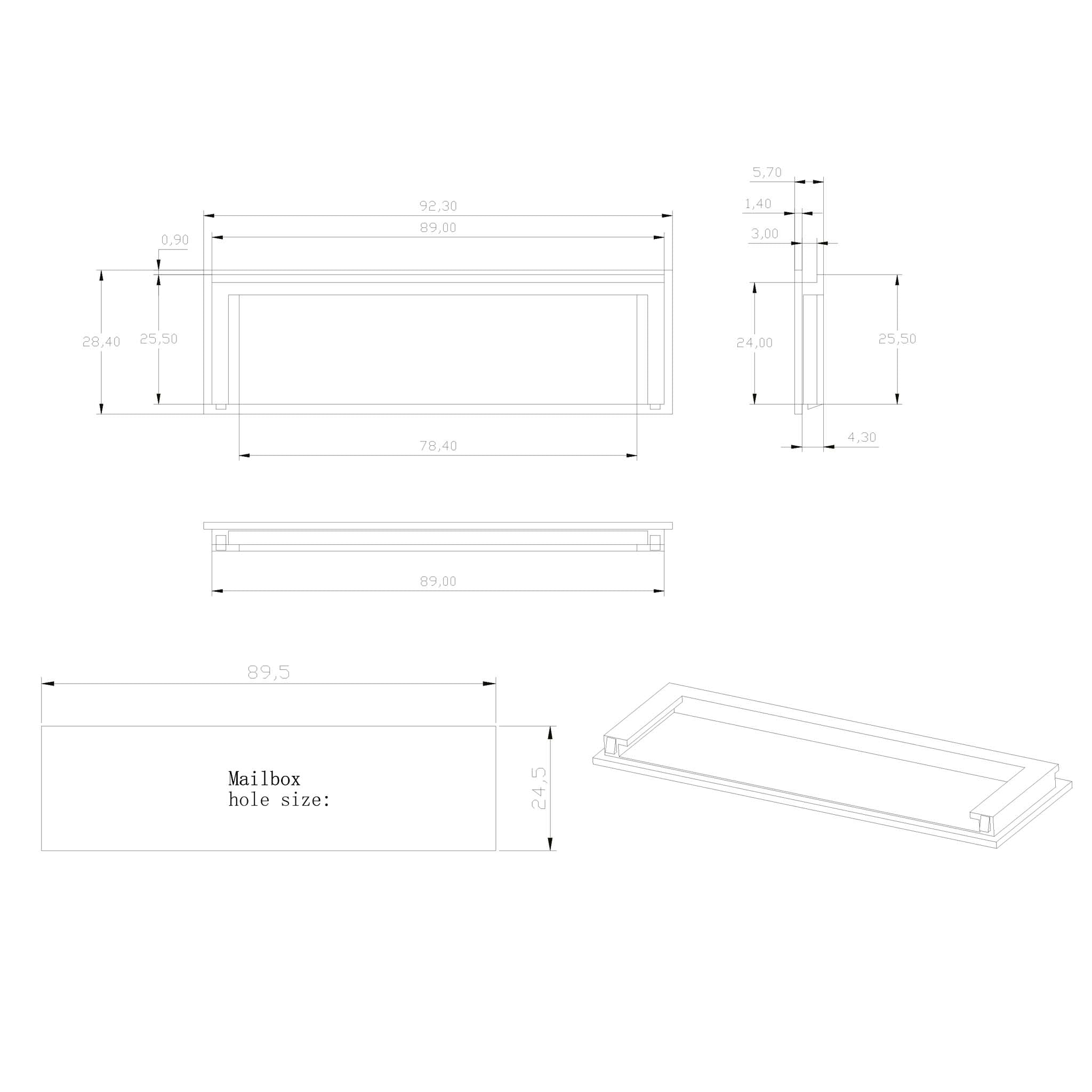 Wiltec Vetrino portanome 89,4 x 24,5 mm per cassetta postale 92,3 x 28,4 mm