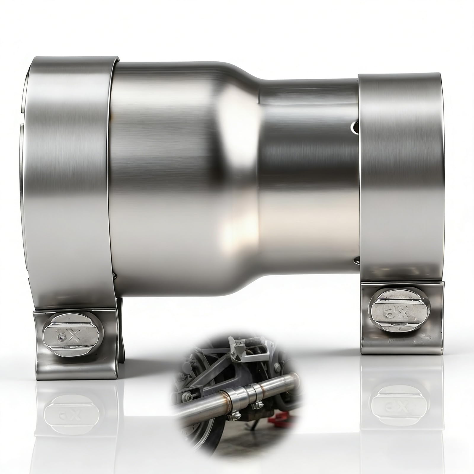 Manchon Reducteur Echappement Acier inoxydable 304 pour 140 mm Collier Echappement 45mm à 51mm Réducteur Bande Tuyau D'échappement Acier Inoxydable Collier de Serrage Double D'échappement