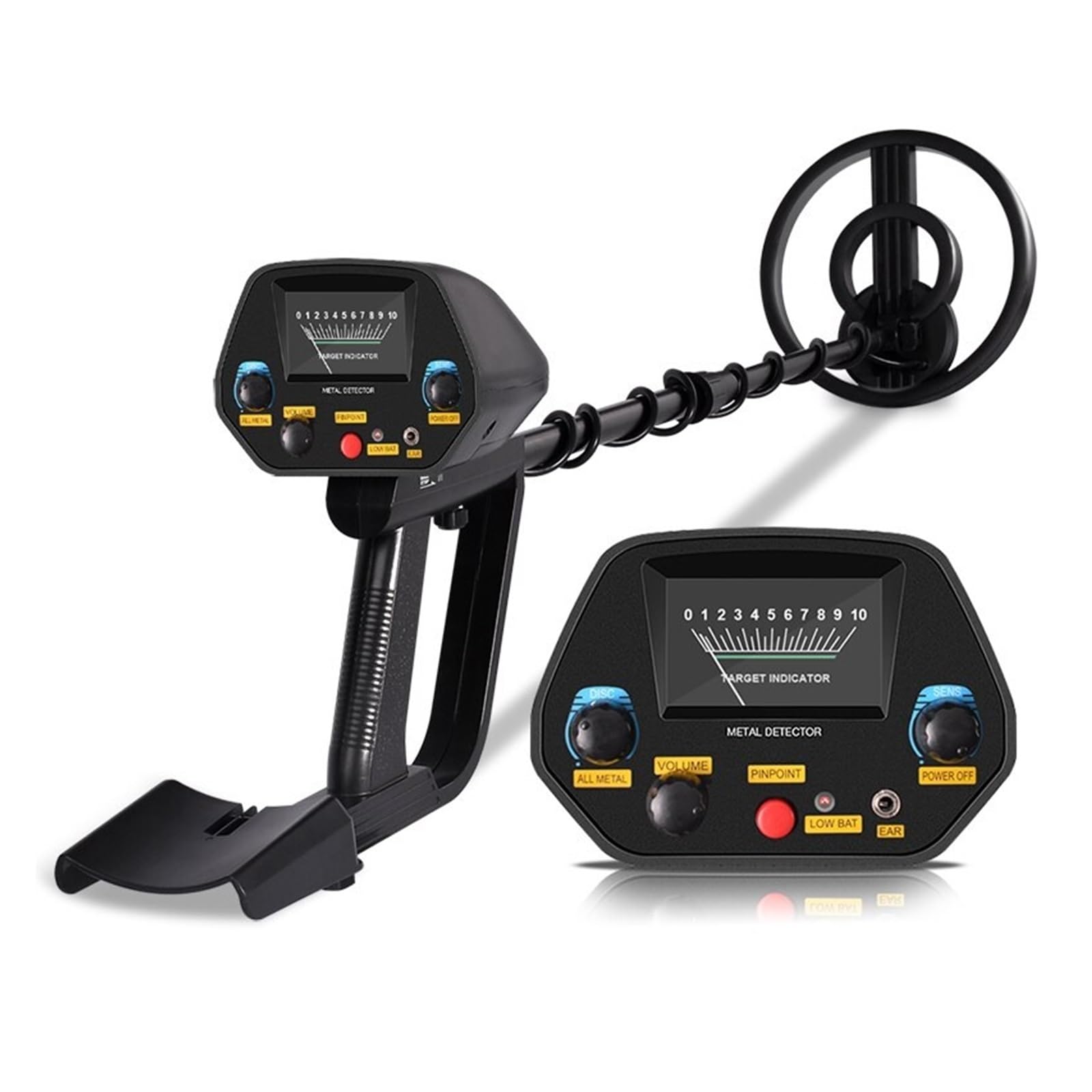 JKJZSALJ Md-4080 High Sensitivity Underground Metal Detector with 7.8" Waterproof Search Coil All Metal & Disc Mode Pinpoint Function High Accuracy (Black MD)