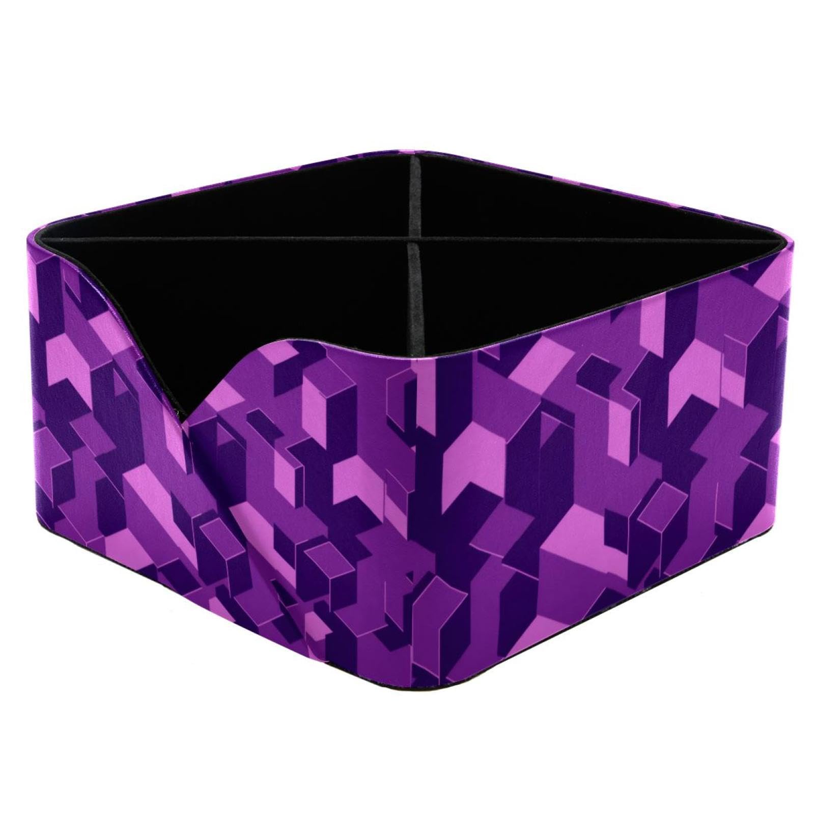 Organiseur de bureau pour papeterie boîte de rangement violette géométrique à compartiments