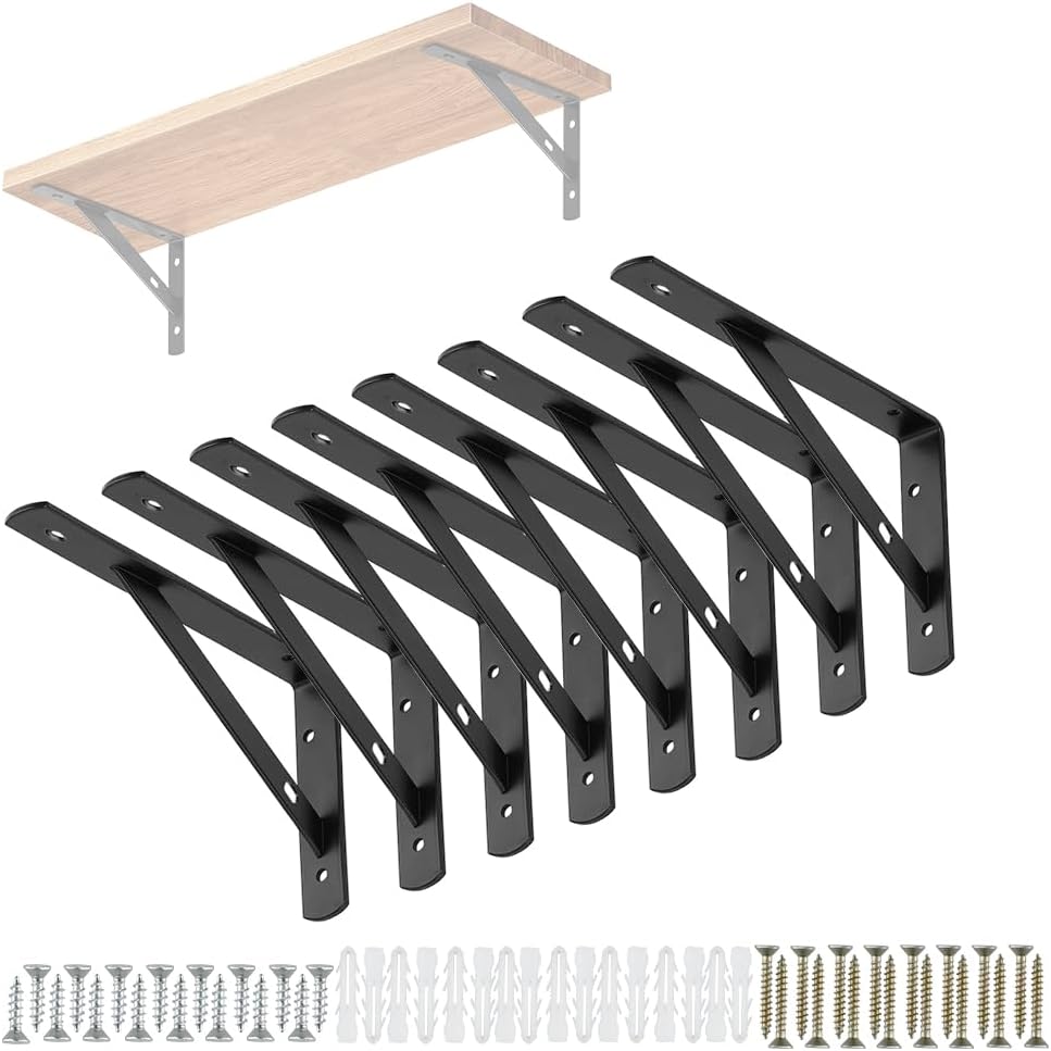 Shelf Brackets Heavy Duty, 8 Pack Triangle Shelving Brackets, Wall