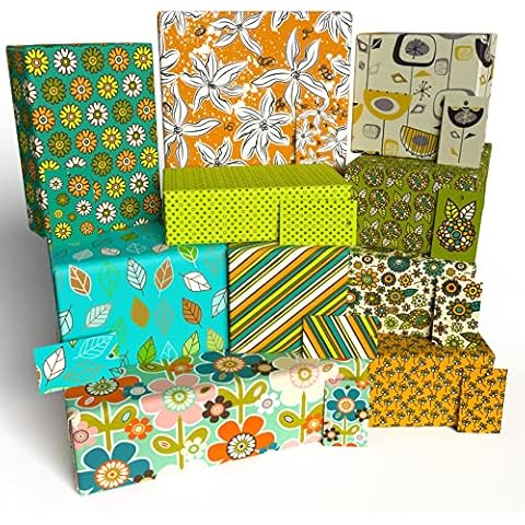 Re-wrapped - Classic Vintage Retro Ten Pack Wrapping Paper - 10 sheets & tags - Birthday - 100% Recycled & Recyclable Luxury ECO Gift Wrap - for Adult Him Her Men Women Female Male Cover