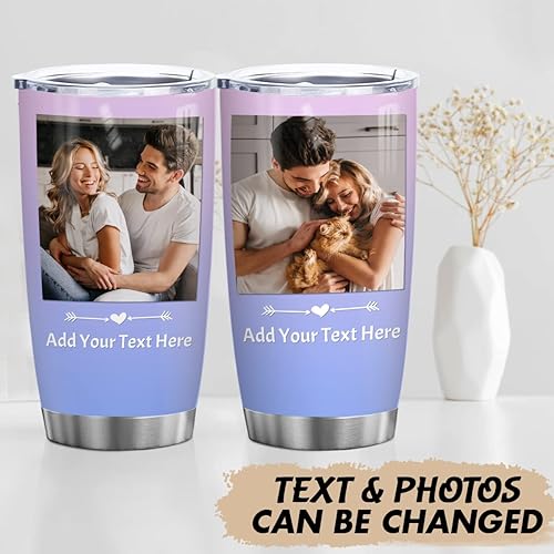 Miniatura 2 de wowcugi Vaso de acero inoxidable personalizado con foto de 20 onzas, 30 onzas, taza de viaje para café, cumpleaños, Día de la Madre, Día del Padre,