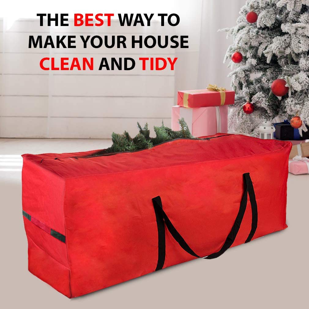WHEAT Très Grand Sac de Rangement Robuste pour Sapin de Noël et décorations, Sac de Rangement pour Coussin de Meubles de Jardin, pour Arbres de Noël artificiels jusqu'à 9 Pieds - 135x34x68 cm