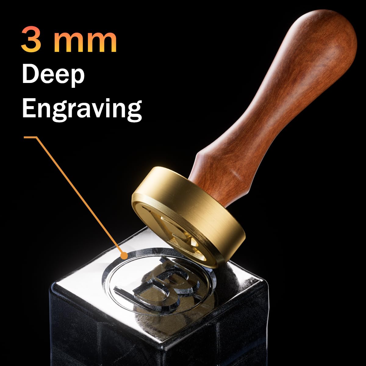 PrudoPex Ice Stamp for Ice Cube, R Letter Initials Brass Stamp 1.4 inch 3mm Depth, Ice Branding Stamp for Whiskey Cocktails & Bar Drinks