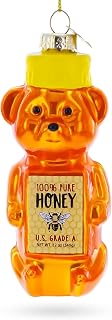 Honey Bear Glass Christmas Ornament | Honey Christmas Ornament Hand-Painted Tree Ornaments, Detailed Blown Glass, Includes Hanging Cord