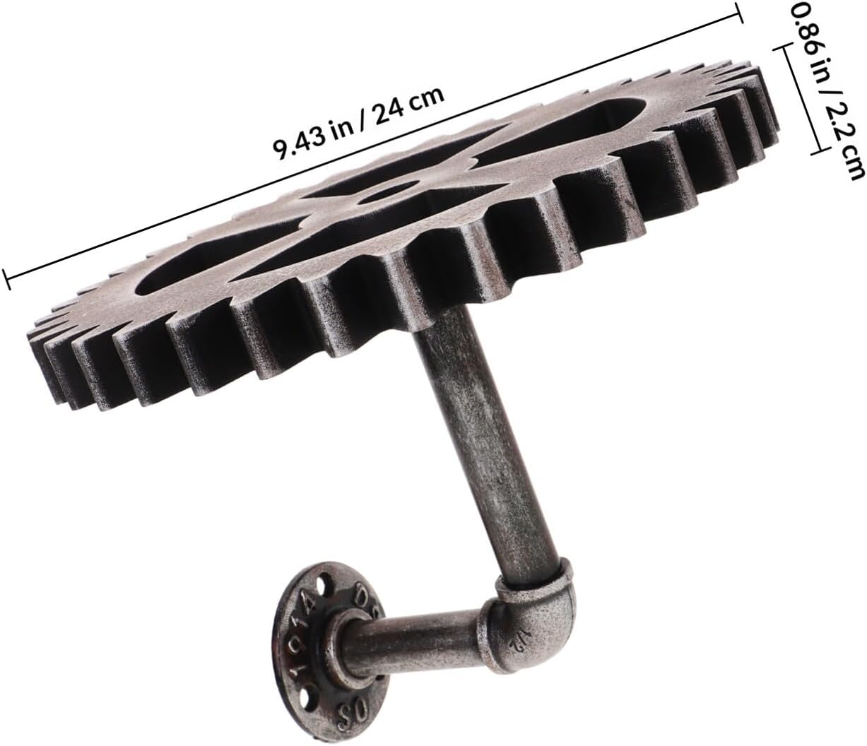 VOSAREA Industrial Wall Floating Shelf Gear Bracket Vintage Wall Display Shelf Bathroom and Bedroom Storage Industrial Style Design