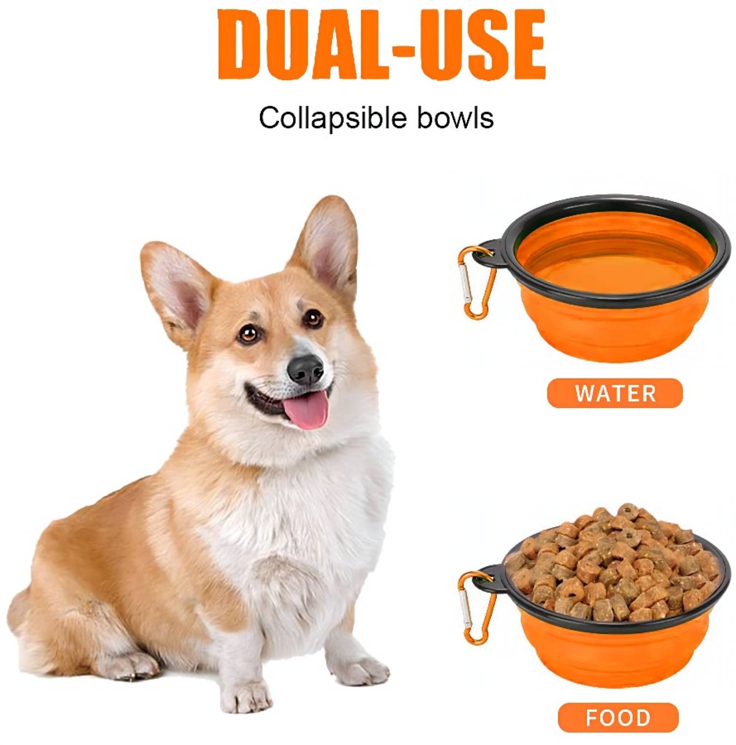 Ciotola Viaggio Cani Gatti Silicone Ciotola Cane Pieghevole 2 In 1 -  Silicone Portatile Per Viaggi Ciotola Portatile Per Cani, image size:1500x1518