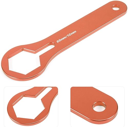 Miniatura 5 de Llave de horquilla, 0.197 in Motor Amortiguador Suspensión Horquilla Llave Herramienta Ajuste para 125 15 25 35 45 55 sx xcwp (naranja)