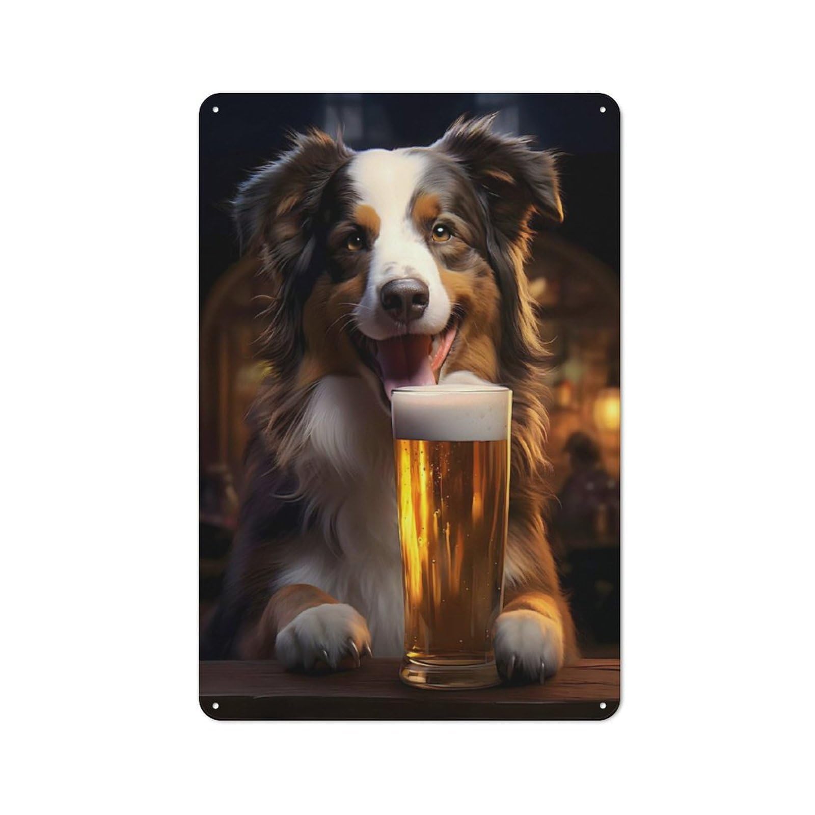 Junmoney Tavern Tabby Dog Portrait Vintage Metal Sign 30X20cm For Lounge Or Reading Corner, For Garage, Workshop And Man Cave Decoration