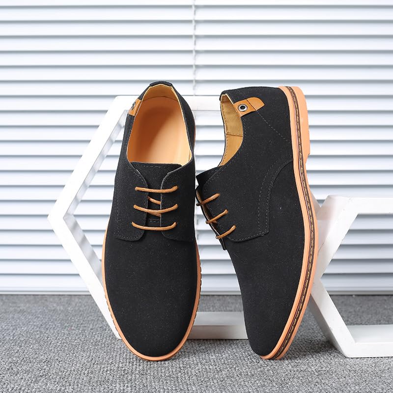 Men's Suede Oxford Shoes Formal Casual Walking Shoes Men's Suede Dress Shoes Casual Lace-Up Oxford Shoes (Black,7)2