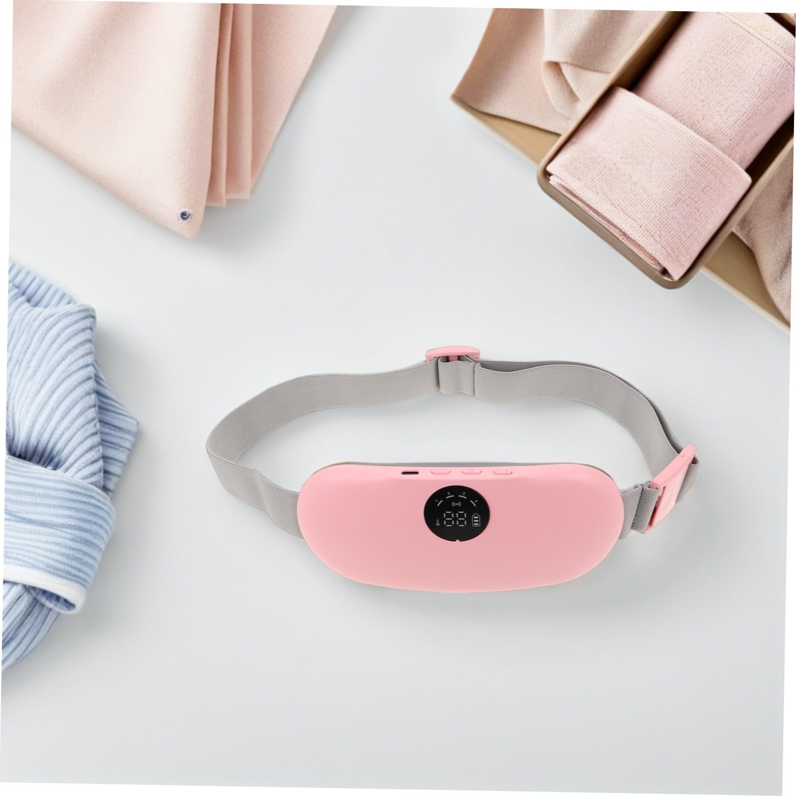 VALICLUD Cinturón Menstrual Masajeador Portátil con Calor Ajustable, Almohadilla Térmica Abdominal Ultrafina Rosa para Alivio de Calambres en Cintura, Calentador Térmico para Uso Diario Femenino