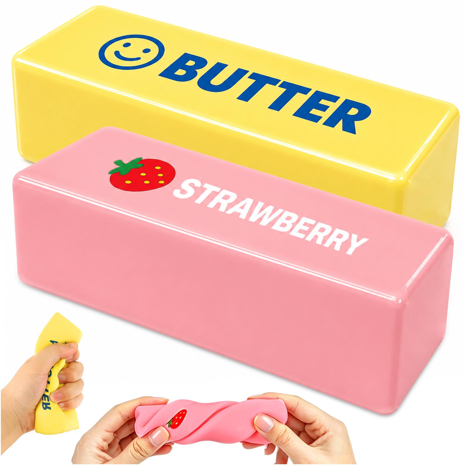 2 sztuki Butter Toy, antystresowe zabawki w kształcie masła, antystresowe zabawki sensoryczne dla dzieci, dorosłych, do biura lub w domu