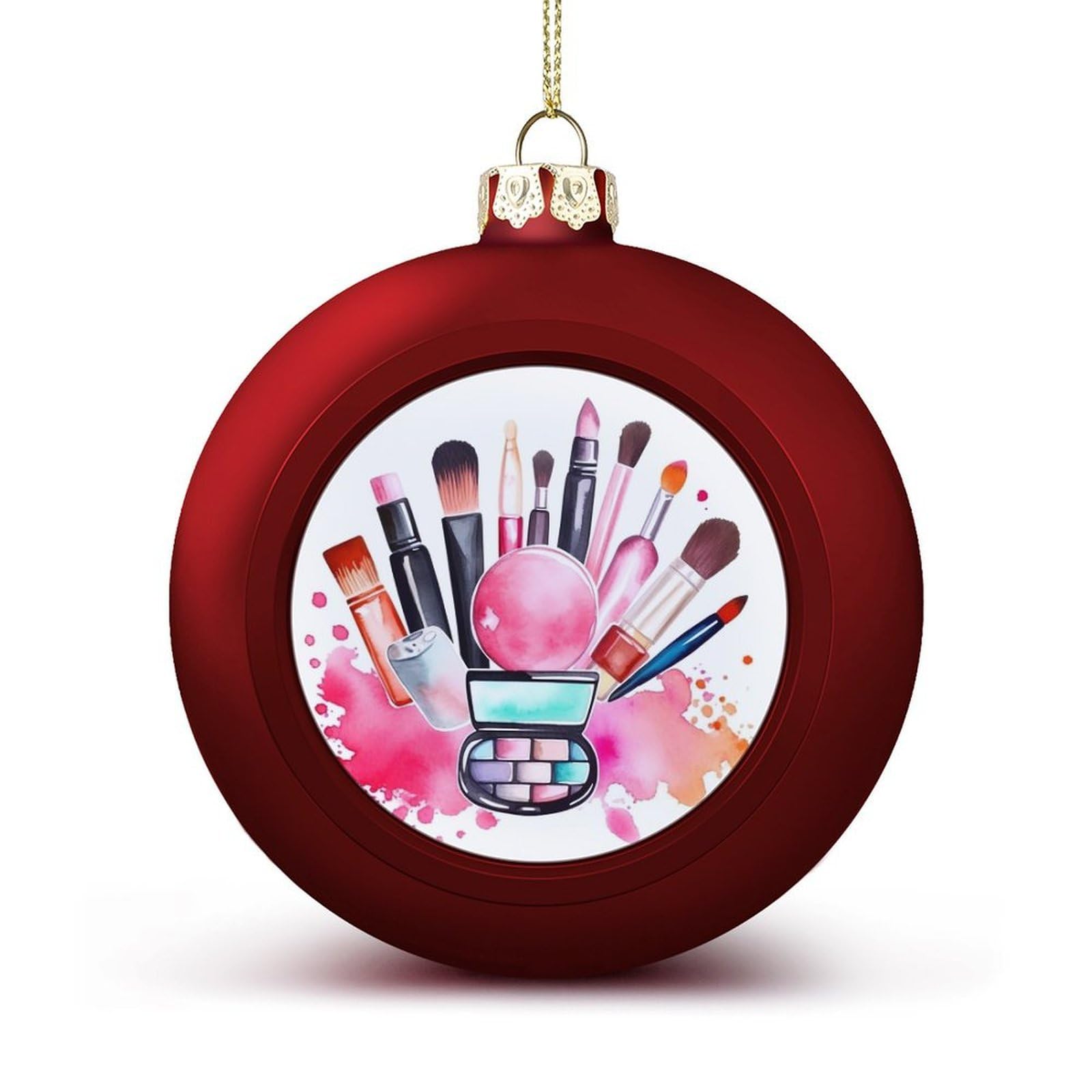 Watercolor Cosmetic Christmas Balls Ornaments for Xmas Christmas Tree 1.6" Hanging Shatterproof Xmas Balls Hanging Decor Pendants for Holiday Party Outdoor Indoor DIY Craft Supplies