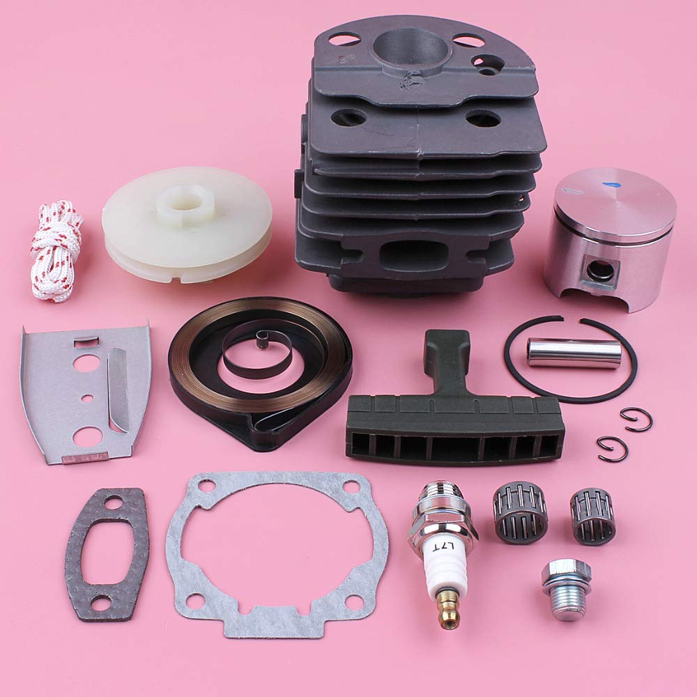 Kit de pistón de Cilindro de 46 mm, polea de Arranque de Retroceso, Resorte, Mango, Cuerda de Agarre, Apto for Motosierra 55 51, Repuesto