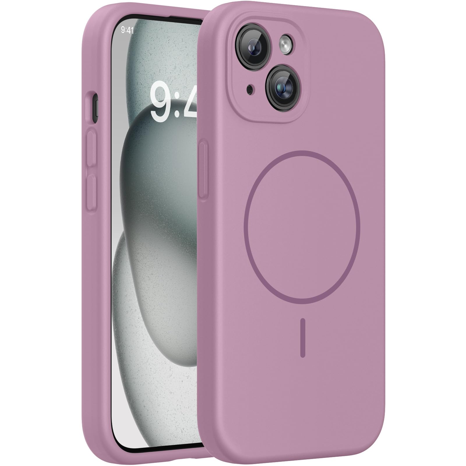 Miracase Silicone &amp; Magnetic for iPhone 15 Case, Blackcurrant