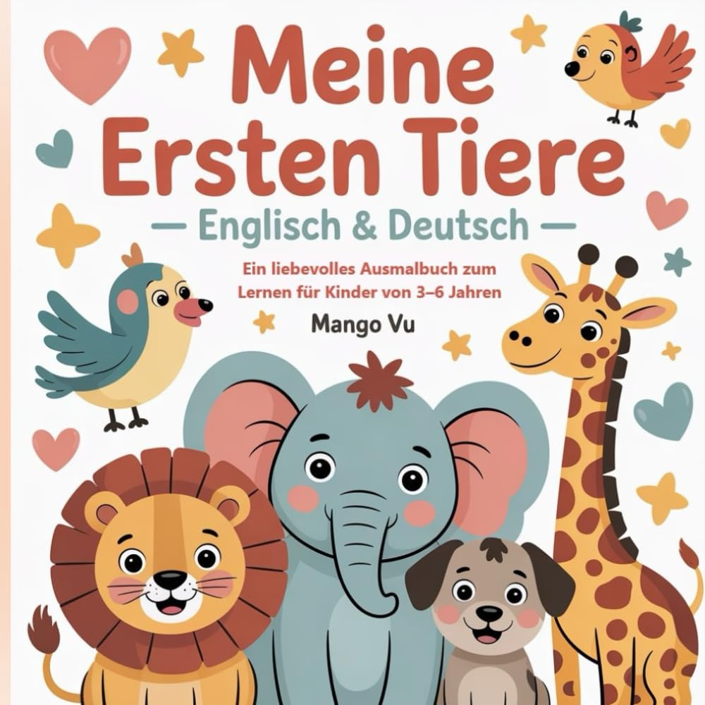 Meine ersten Tiere – Englisch & Deutsch: Ein liebevolles Ausmalbuch zum Lernen für Kinder von 3–6 Jahren