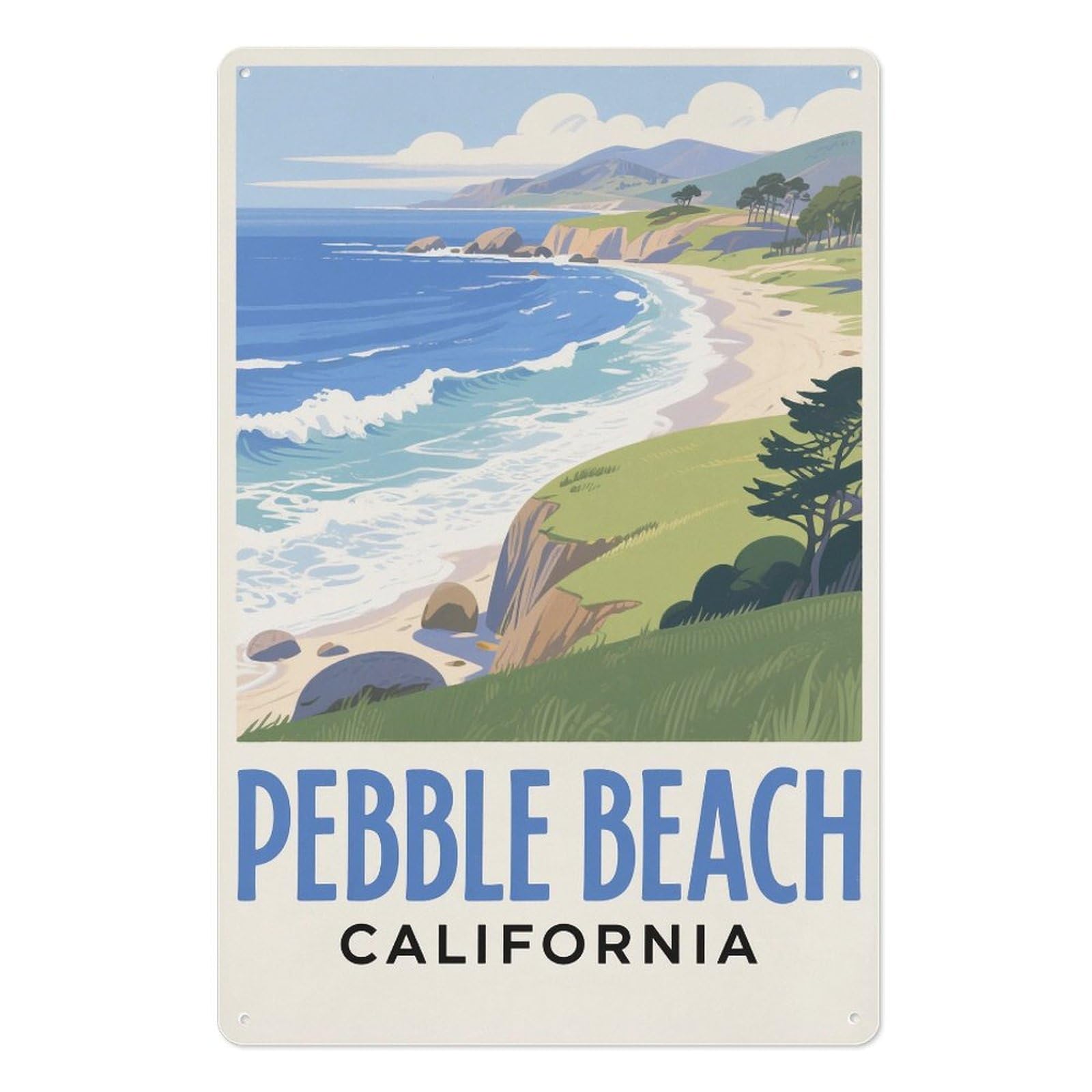 Beach California Retro Design Tin Painting Vintage Tin Sign 08x12inch(20x30cm) Wall Art for Home Office Bedroom Living Room Cafes Wall Decor