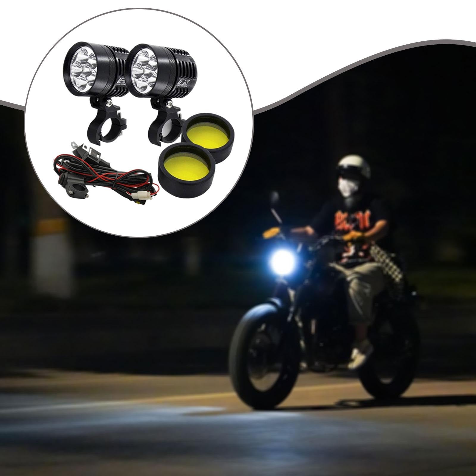 Intermitentes LED Moto 6500LM 12V, Par de Luces Antiniebla de Rendimiento, Diámetro 6cm (2.36"), Aleación y PC, Fácil Instalación