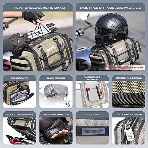 image for Rhinowalk Motorcycle Travel Luggage, Expandable motorcycle tail bag 26