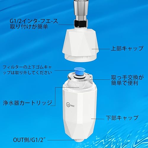 Miniatura 7 de CoolWAY Cápsula de filtro de ducha de alto rendimiento - Filtros de cloro, metales pesados e impurezas,con vitamina C para agua dura,Instalación