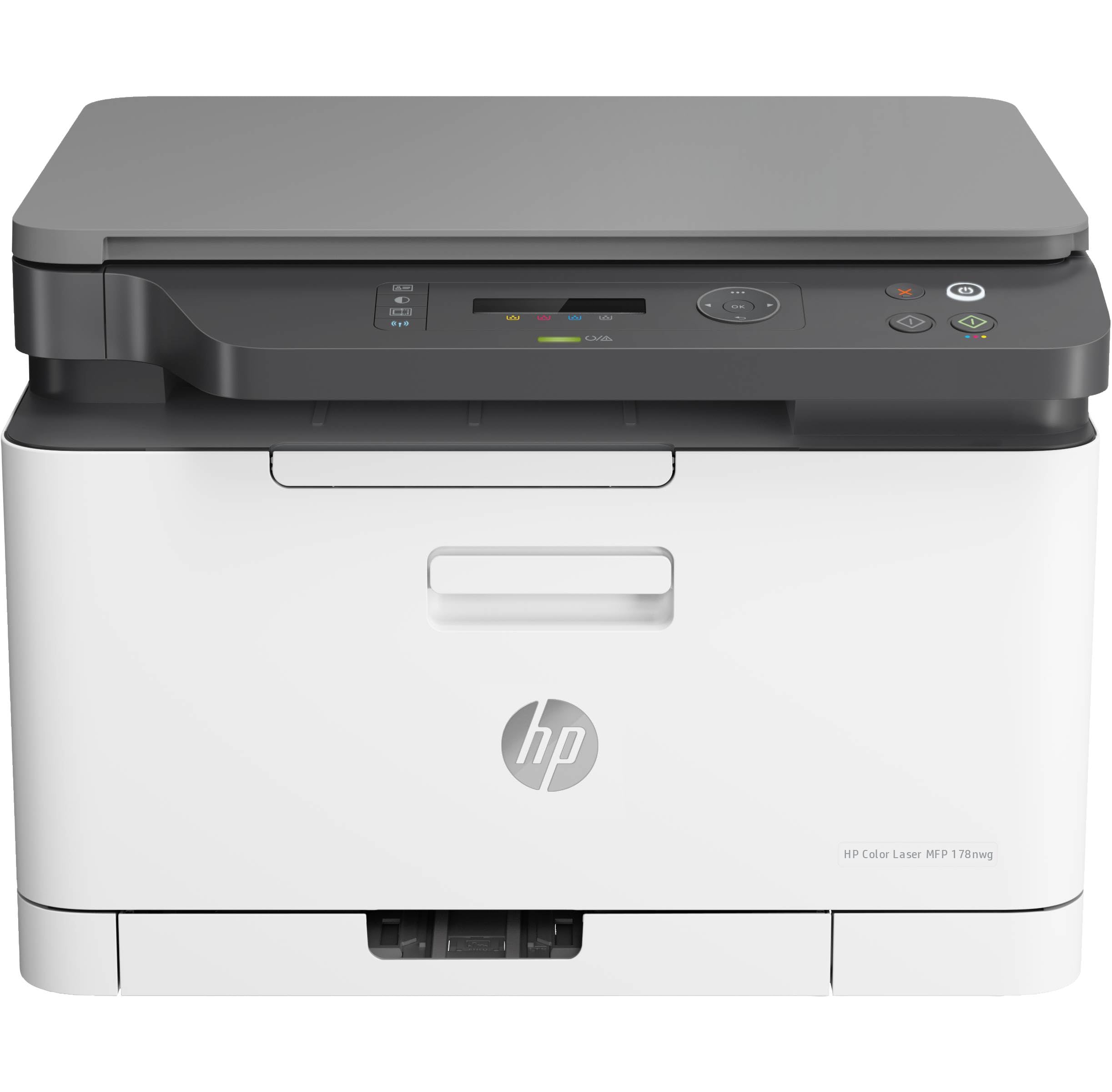HP Color Laser MFP 178nw 4ZB96A - Impresora Láser Color Multifunción Wi-Fi, Imprime, Escanea y Copia, Ethernet, USB 2.0, Smart App, Panel LCD, Blanca y Gris