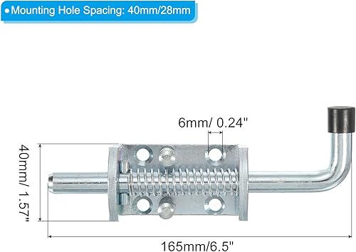 Miniatura 2 de PATIKIL Pasador de pestillo con resorte de 6.5 pulgadas, cerrojo de seguridad de hierro para puerta de puerta cobertizo ventana