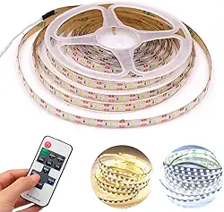 Fita De LED 5M Com Controle Remoto Ajuste Brilho Efeitos 3 Pilhas AA Branco Quente Ou Branco Frio (Branco-Frio)