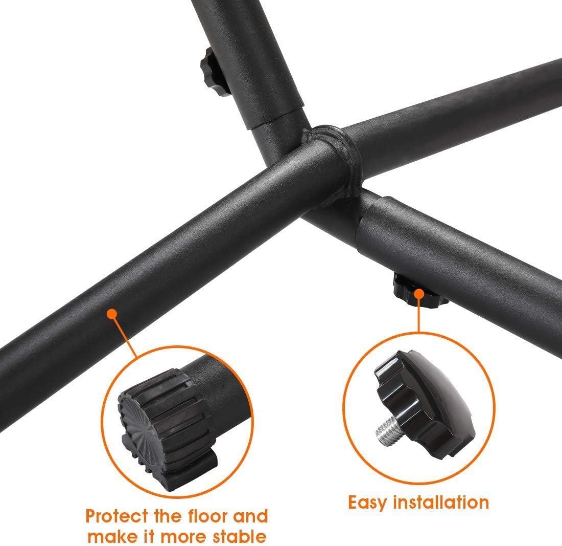 Quilted Hammock with Steel Stand - 2 Person Heavy-Duty Double Hammock Included Storage Carrying Case Portable Hanging Camping Bed for Backyard Patio - 450 Pound Capacity -