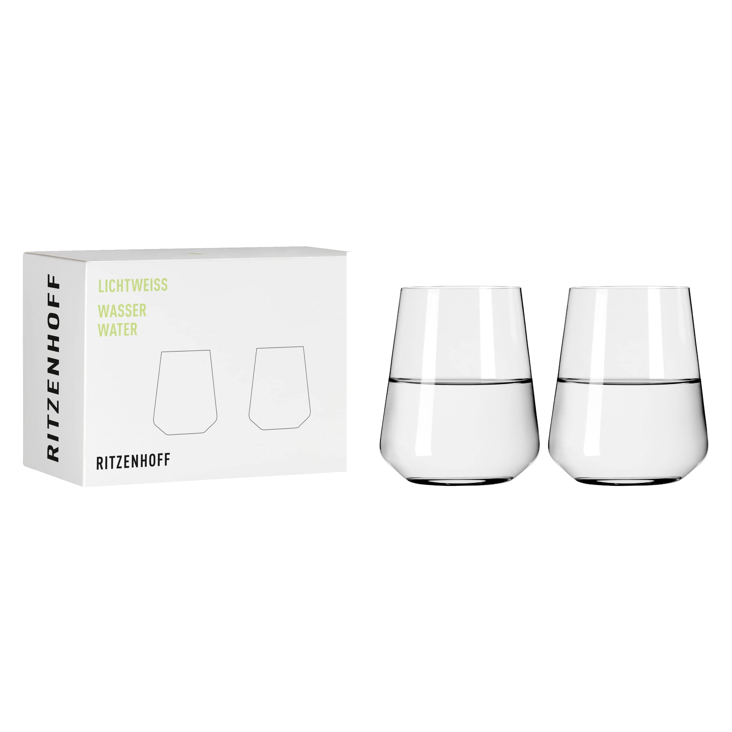 RITZENHOFF 6111007 Water Glass 500 ml - Light White Series - Set of 2 Drinking Glasses in Gift Set, Stylish - Made in Germany