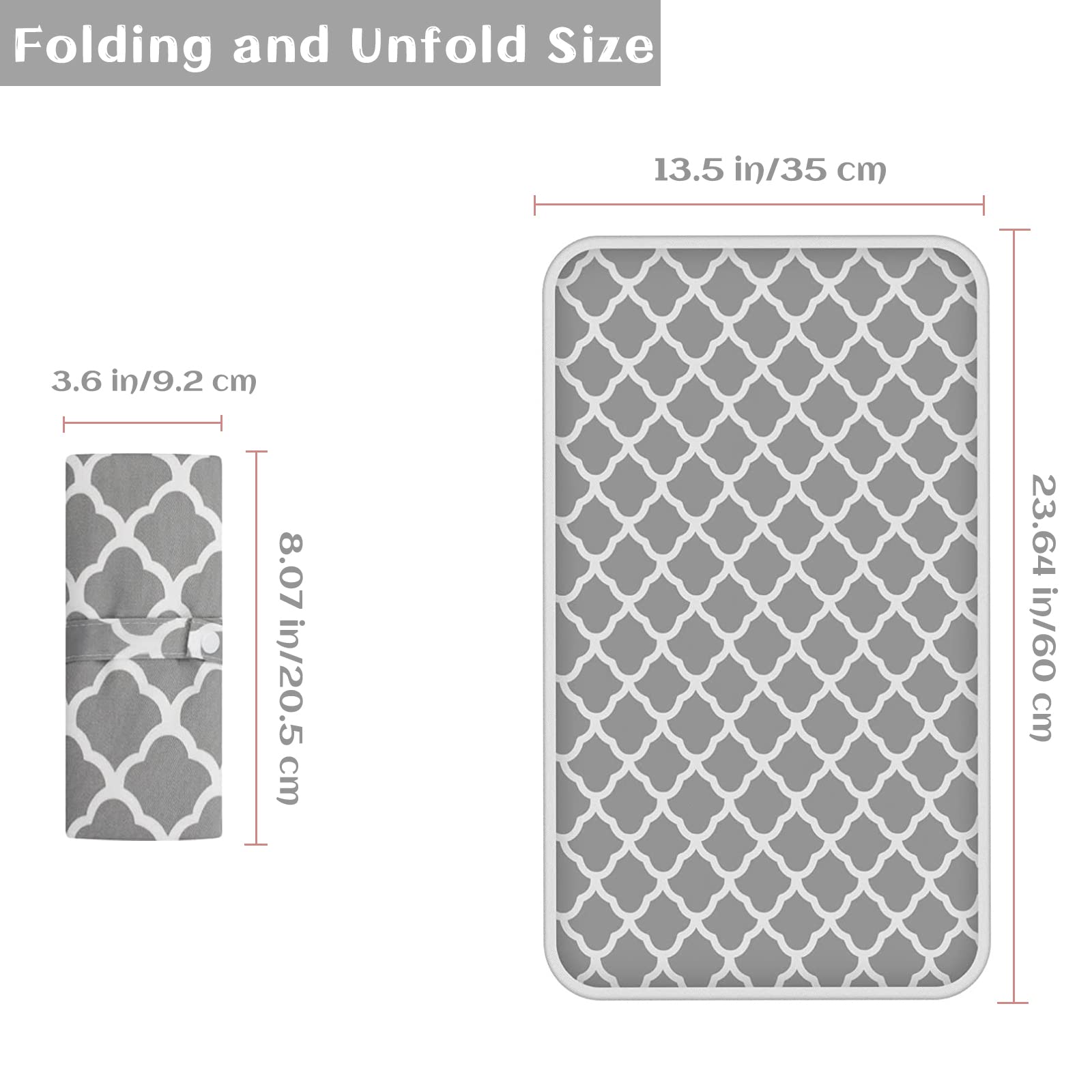 Portable Changing Mat Baby Foldable Travel Changing Mat Waterproof Infant Urinal Pad 60cm x 35cm for Travel Home Outside - Image 2
