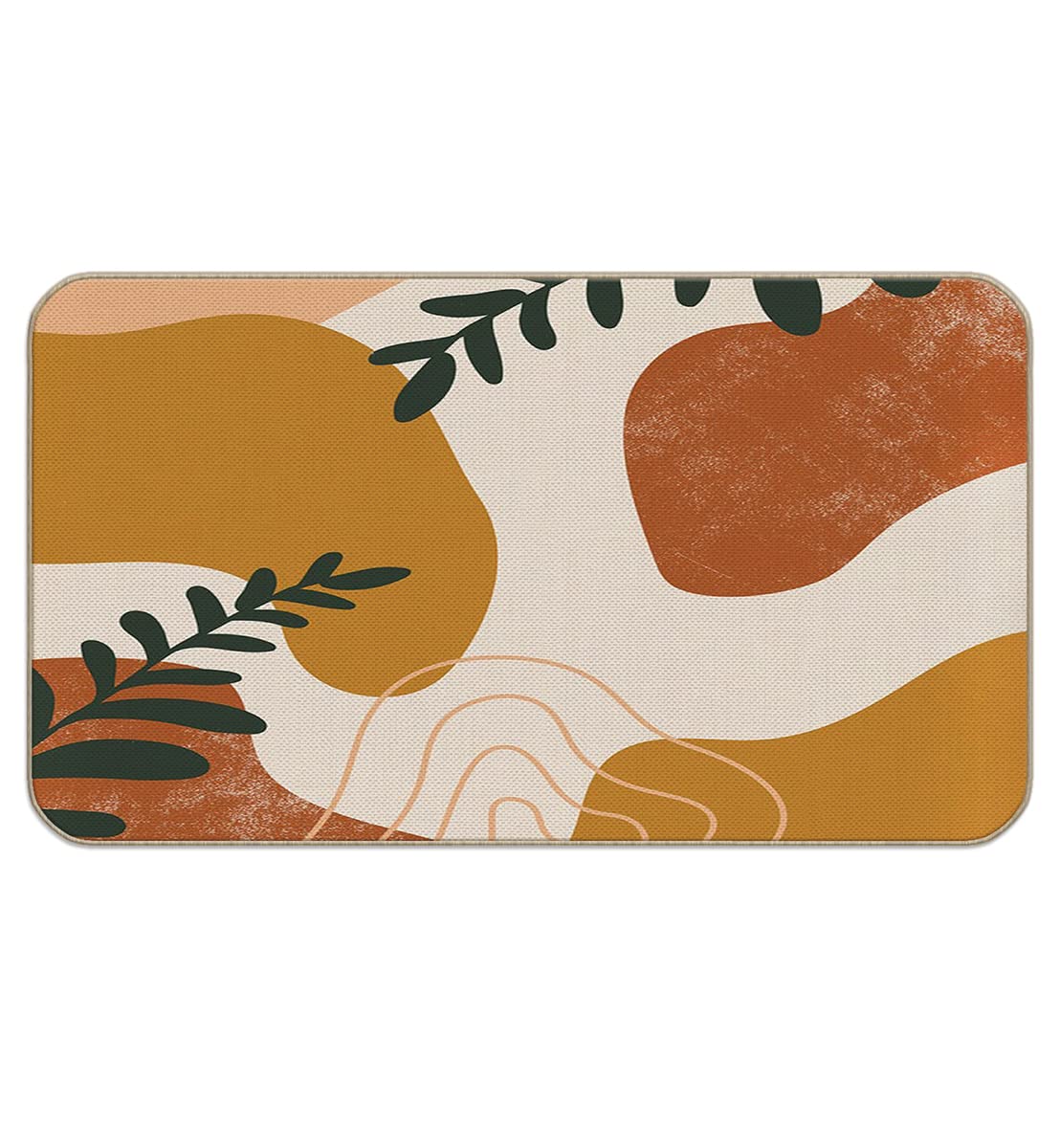 Abstract Botanical Plants Boho Mid Century Modern Art Door Mat,17"X30" Decorative Home Indoor Outdoor Front Porch Door Mat,Bohemia Nature Landscape Welcome Mat Decor,Gifts for Boho Lovers Girls Women