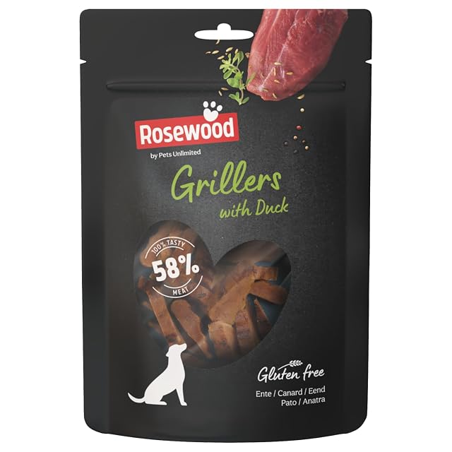 Rosewood Grillers Pato - Snack Blando para Perros, Golosina Natural 100 g