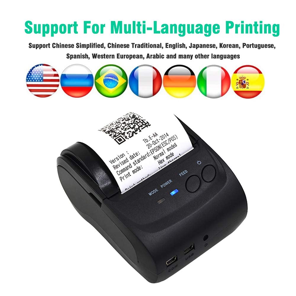 Stampante Termica Portatile Codici a Barre, ricevuta Bluetooth Pos 58mm Mini Stampante Termica Stampante Portatile Telefono Cellulare