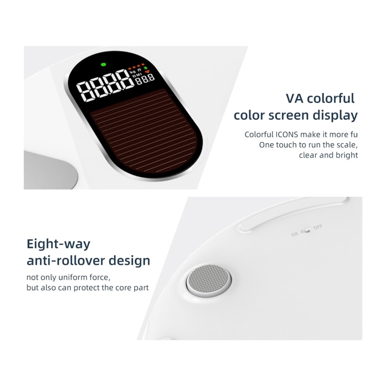 Báscula De Peso Digital Corporal Carga De Energía Solar Y Ligera Báscula Inteligente Balanza Bioimpedancia Grasa Corporal Báscula De Baño IMC(White)