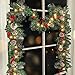 9FT Christmas Garland with Lights，Battery Operated Lighted Garland with Pine Cones Red Berries Lush Branches，50 LED Lights 8 Modes，Christmas Decorations