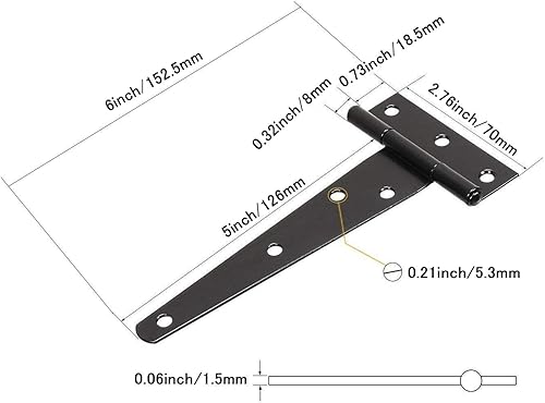 Miniatura 9 de TamBee Bisagras de correa en T, bisagras ligeras para puerta de granero, bisagras de puerta de cobertizo, bisagras rústicas, correa de puerta,