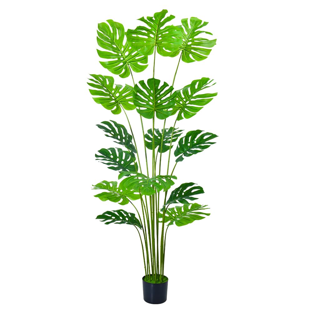 HAIHONG 6FT Artificial Tree, Large Fake Monstera Deliciosa Plants with Real Touch Leaves,Faux Tropical Palm Trees for Home Room Decor Indoor Outdoor(