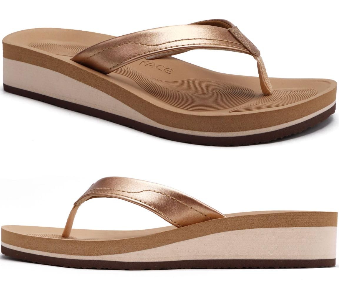 Flip Flops for Women With Comfortable Arch Support Ladies Fashion Platform Thong Sandals Soft Yoga Mat Sole For Beach/Indoor Outdoor