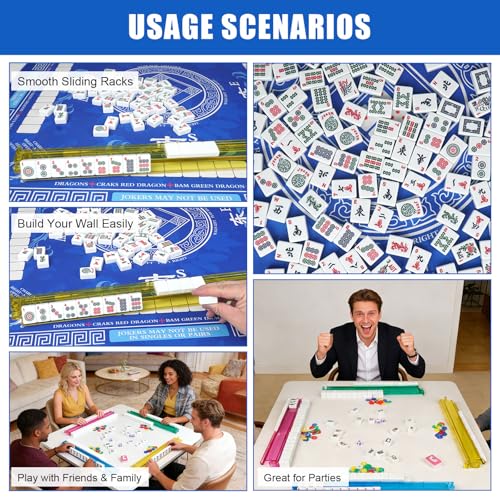 Juego profesional de Mahjong con 166 fichas y accesorios miniatura 6